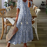 Sarinha | Vestido largo bohemio com decote em V