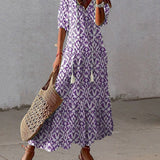 Sarinha | Vestido largo bohemio com decote em V