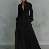 Liana - Vestido maxi minimalista de algodão e linho