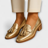 Mocassins Dourados Femininos