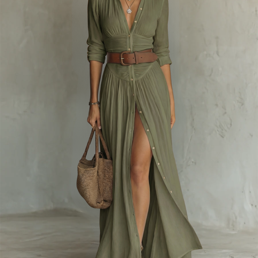Maria - Vestido maxi de linho