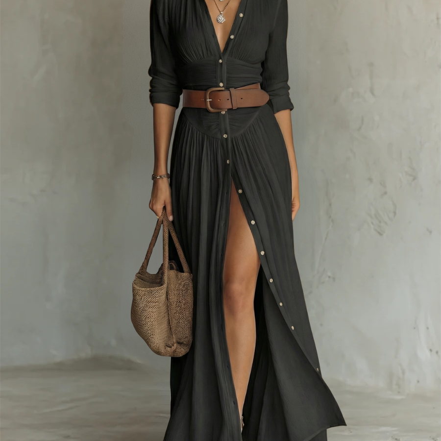 Maria - Vestido maxi de linho