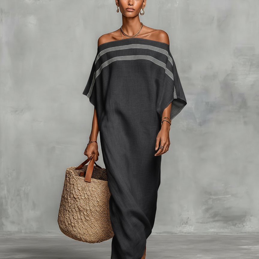 Amélia - Vestido maxi feminino minimalista em linho