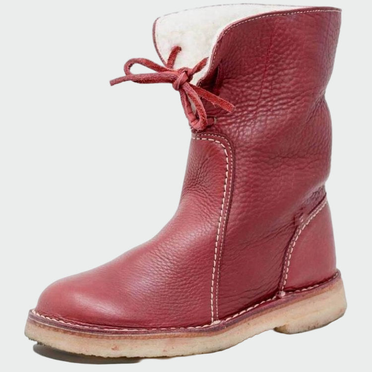 Botins de couro impermeáveis com forro de lã