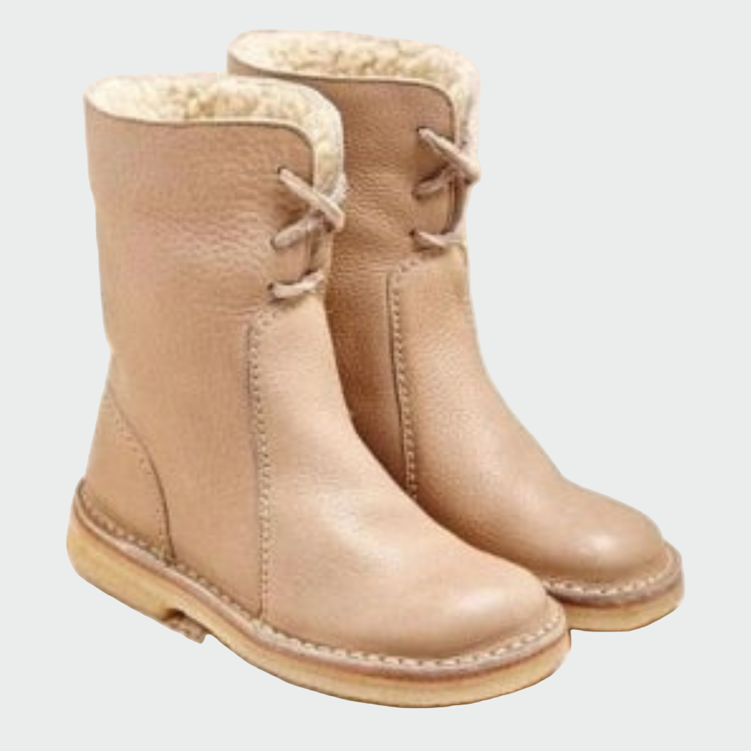 Botins de couro impermeáveis com forro de lã