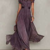 Diana - Vestido longo violeta com decote em forma de chave para Mulher
