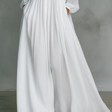 Liana - Vestido maxi minimalista de algodão e linho