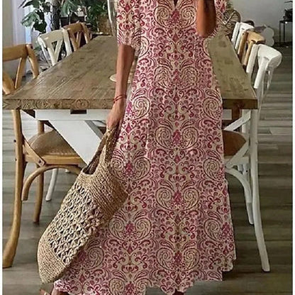 Sarinha | Vestido largo bohemio com decote em V